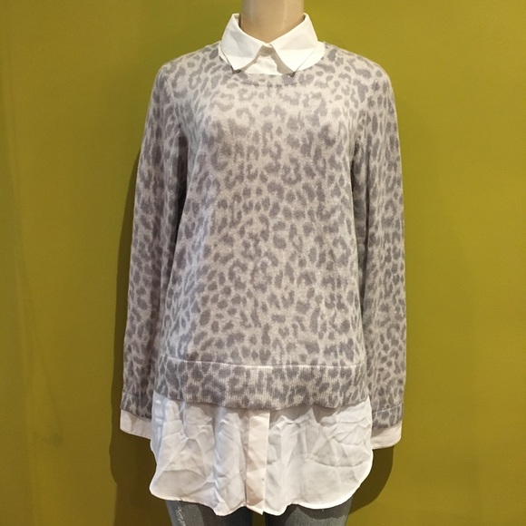 C by Bloomingdale's Cashmere Sweater Shirt Frost - Picture 3 of 8